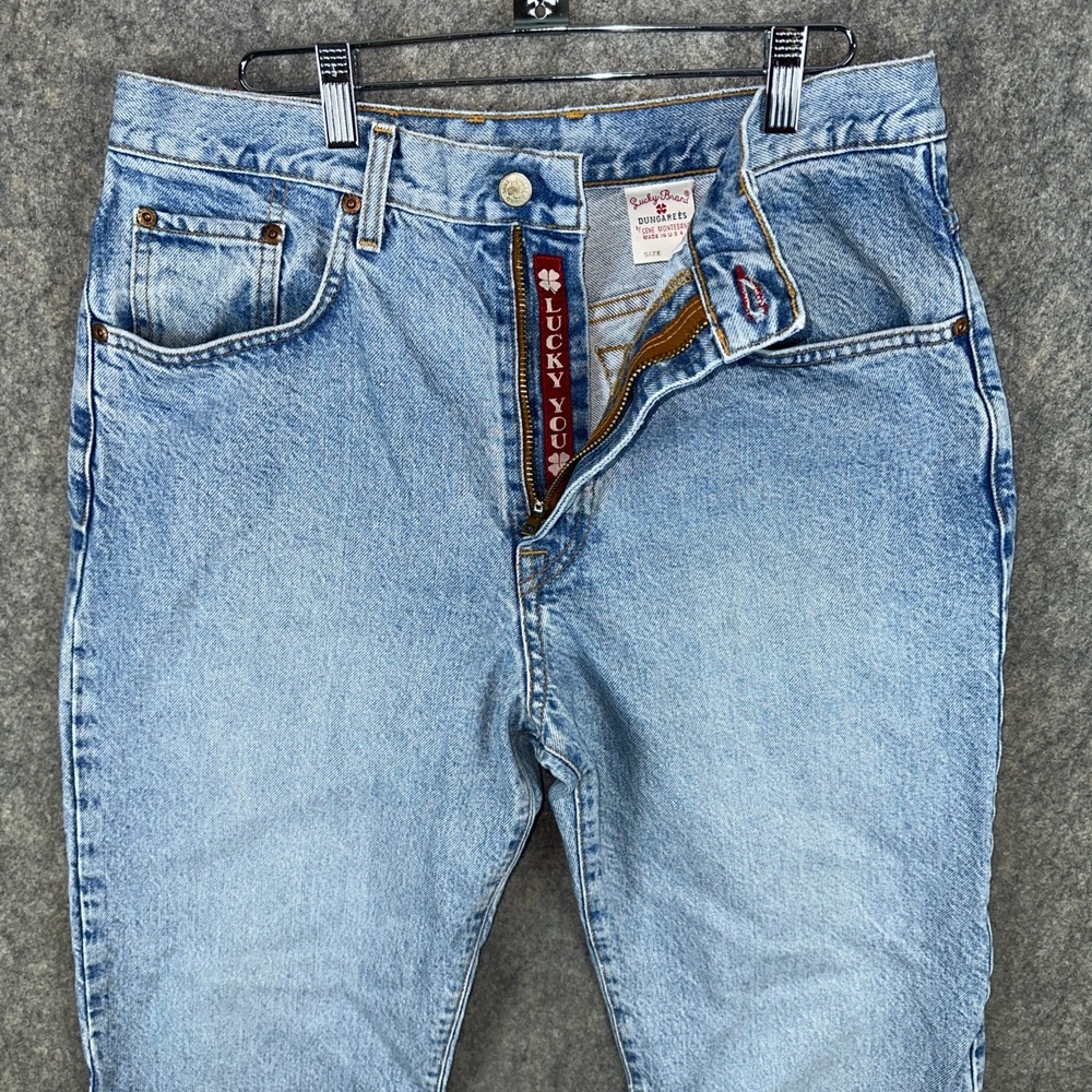 Lucky Brand Jeans Mens 34 Light Wash Dungarees Tight Fit Straight Leg Denim USA